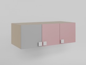 Антресоль на шкаф 3-х створчатый (Розовый/Серый/корпус Клен) в Берёзовке - beryozovka.katalogmebeli.com | фото