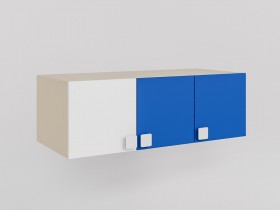 Антресоль на шкаф 3-х створчатый Скай люкс (Синий/Белый/корпус Клен) в Берёзовке - beryozovka.katalogmebeli.com | фото