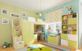 Детская комната Эппл (Зеленый/Белый/корпус Клен) в Берёзовке - beryozovka.katalogmebeli.com | фото 2