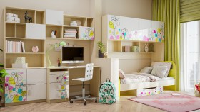 Детская комната Флёр (Белый/корпус Клен) в Берёзовке - beryozovka.katalogmebeli.com | фото