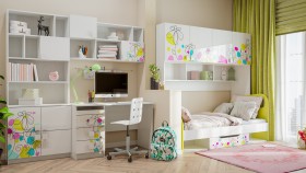 Детская комната Флер (Белый/корпус Выбеленное дерево) в Берёзовке - beryozovka.katalogmebeli.com | фото 2