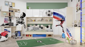 Детская комната Футбол ЧМ (Белый/Синий/корпус Клен) в Берёзовке - beryozovka.katalogmebeli.com | фото 2