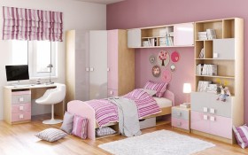 Детская комната Грэйси (Розовый/Серый/корпус Клен) в Берёзовке - beryozovka.katalogmebeli.com | фото 3