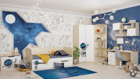 Детская комната Санни (Белый/корпус Клен) в Берёзовке - beryozovka.katalogmebeli.com | фото 2