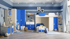 Детская комната Скай Люкс (Синий/Белый/корпус Клен) в Берёзовке - beryozovka.katalogmebeli.com | фото 7