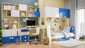 Детская комната Скай Люкс (Синий/Белый/корпус Клен) в Берёзовке - beryozovka.katalogmebeli.com | фото 9