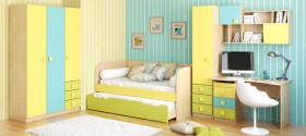 Детская комната Смайли (Желтый/Голубой/Зеленый/корпус Клен) в Берёзовке - beryozovka.katalogmebeli.com | фото