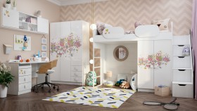 Детская комната Совушки (Белый/корпус Выбеленное дерево) в Берёзовке - beryozovka.katalogmebeli.com | фото
