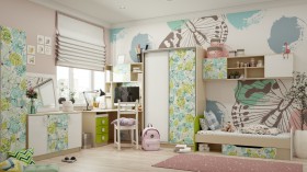 Детская комната Твит (Белый/Зеленый/корпус Клен) в Берёзовке - beryozovka.katalogmebeli.com | фото
