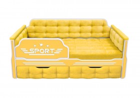 Кровать 160 серии Спорт 2 ящика 74 Жёлтый (мягкие боковые накладки) в Берёзовке - beryozovka.katalogmebeli.com | фото