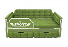Кровать 160 серии Спорт 2 ящика 76 Зелёный (мягкие боковые накладки) в Берёзовке - beryozovka.katalogmebeli.com | фото