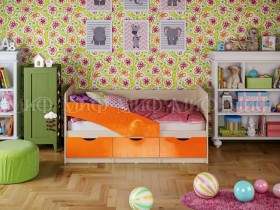 Кровать Бабочки 1,6м (Оранжевый металлик) в Берёзовке - beryozovka.katalogmebeli.com | фото