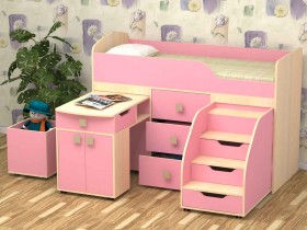 Кровать детская Фея 1.6 Дуб молочный/Розовый в Берёзовке - beryozovka.katalogmebeli.com | фото