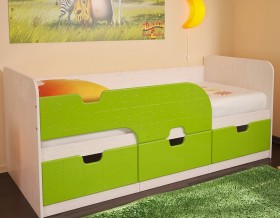 Кровать детская Минима 1,86м с ящиками (дуб атланта/лайм глянец) в Берёзовке - beryozovka.katalogmebeli.com | фото
