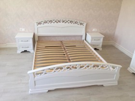 Кровать Грация-1 из массива сосны 1600*2000 Белый античный в Берёзовке - beryozovka.katalogmebeli.com | фото 9