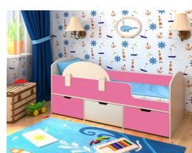 Кровать Малыш-мини Дуб молочный/Розовый в Берёзовке - beryozovka.katalogmebeli.com | фото