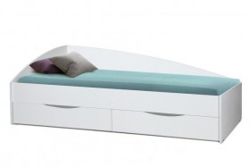 Кровать одинарная "Фея - 3" (асимметричная) (2000х900) New/(белый / белый / ДВПО белый) в Берёзовке - beryozovka.katalogmebeli.com | фото