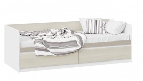 Кровать «Сканди» с 2 ящиками Дуб Гарден/Белый/Глиняный серый в Берёзовке - beryozovka.katalogmebeli.com | фото
