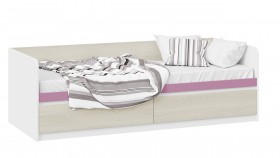 Кровать «Сканди» с 2 ящиками Дуб Гарден/Белый/Лиловый в Берёзовке - beryozovka.katalogmebeli.com | фото