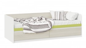 Кровать «Сканди» с 2 ящиками Дуб Гарден/Белый/Зеленый в Берёзовке - beryozovka.katalogmebeli.com | фото