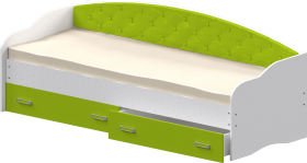Кровать Софа-7 с мягкой спинкой (800х2000) Белый/Лайм в Берёзовке - beryozovka.katalogmebeli.com | фото 1
