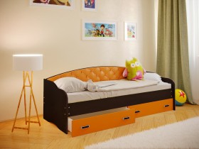 Кровать Софа-7 с мягкой спинкой (800х2000) Венге/Оранжевый в Берёзовке - beryozovka.katalogmebeli.com | фото