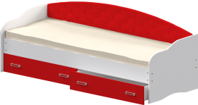 Кровать Софа-8 с мягкой спинкой (900х1900) Белый/Красный в Берёзовке - beryozovka.katalogmebeli.com | фото