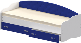 Кровать Софа-8 с мягкой спинкой (900х1900) Белый/Синий в Берёзовке - beryozovka.katalogmebeli.com | фото