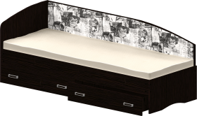 Кровать Софа-9 с мягкой спинкой с рисунком Милана (900х2000) Венге в Берёзовке - beryozovka.katalogmebeli.com | фото