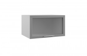 Квадро ГВПГС 800 шкаф верхний горизонтальный глубокий со стеклом высокий (Железо/корпус Серый) в Берёзовке - beryozovka.katalogmebeli.com | фото