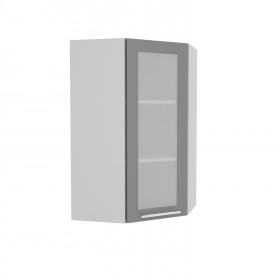 Квадро ВПУС 550 шкаф верхний угловой со стеклом высокий (Железо/корпус Серый) в Берёзовке - beryozovka.katalogmebeli.com | фото
