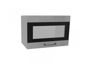 Лофт ПГСФ 500 шкаф верхний горизонтальный со стеклом и фотопечатью (Бетон светлый/корпус Серый) в Берёзовке - beryozovka.katalogmebeli.com | фото