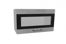 Лофт ПГСФ 600 шкаф верхний горизонтальный со стеклом и фотопечатью (Бетон светлый/корпус Серый) в Берёзовке - beryozovka.katalogmebeli.com | фото
