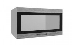 Лофт ВПГСФ 800 шкаф верхний горизонтальный со стеклом высокий с фотопечатью (Дуб майский/корпус Серый) в Берёзовке - beryozovka.katalogmebeli.com | фото