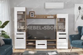 Мебель для гостиной МГС 6 (Исполнение 1/Дуб золотой/Белый глянец) в Берёзовке - beryozovka.katalogmebeli.com | фото