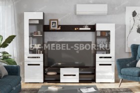 Мебель для гостиной МГС 6 (Исполнение 1/Венге/Белый глянец) в Берёзовке - beryozovka.katalogmebeli.com | фото