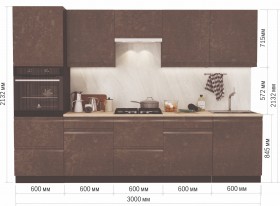Модульная кухня Бруклин 3 м (Бетон коричневый) в Берёзовке - beryozovka.katalogmebeli.com | фото 14