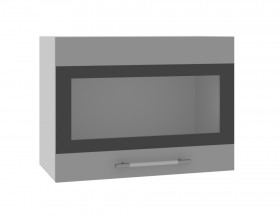Норд ШВГС 600 Шкаф верхний горизонтальный со стеклом (Софт черный/корпус Белый) в Берёзовке - beryozovka.katalogmebeli.com | фото