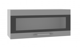 Норд ШВГС 800 Шкаф верхний горизонтальный со стеклом (Софт черный/корпус Белый) в Берёзовке - beryozovka.katalogmebeli.com | фото