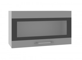 Ройс ВПГСФ 800 Шкаф верхний горизонтальный со стеклом с фотопечатью высокий (Черника софт/корпус Серый) в Берёзовке - beryozovka.katalogmebeli.com | фото