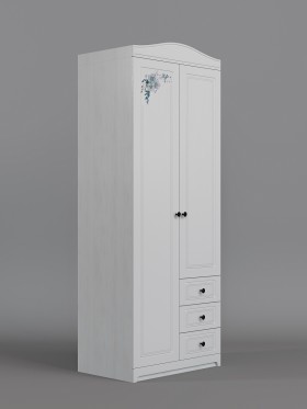Шкаф 2-х створчатый с ящиками Бэлла (Выбеленное дерево/Белый) в Берёзовке - beryozovka.katalogmebeli.com | фото