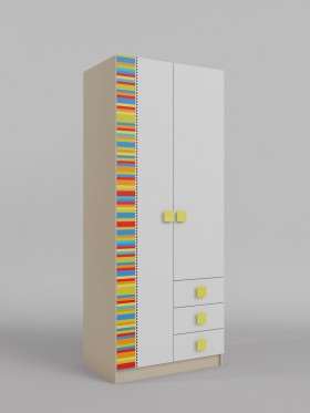 Шкаф 2-х створчатый с ящиками Клаксон без машинок (Белый/корпус Клен) в Берёзовке - beryozovka.katalogmebeli.com | фото