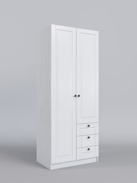 Шкаф 2-х створчатый с ящиками Классика (Белый/корпус Выбеленное дерево) в Берёзовке - beryozovka.katalogmebeli.com | фото