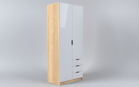 Шкаф 2-х створчатый с ящиками Лофт (Белый/корпус Дуб Сонома) в Берёзовке - beryozovka.katalogmebeli.com | фото