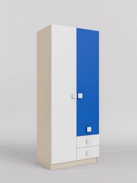 Шкаф 2-х створчатый с ящиками Скай (Синий/Белый/корпус Клен) в Берёзовке - beryozovka.katalogmebeli.com | фото