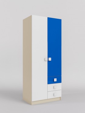 Шкаф 2-х створчатый с ящиками Скай люкс (Синий/Белый/корпус Клен) в Берёзовке - beryozovka.katalogmebeli.com | фото
