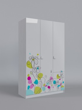Шкаф 3-х створчатый с ящиками Флёр (Белый/корпус Выбеленное дерево) в Берёзовке - beryozovka.katalogmebeli.com | фото