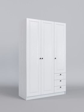Шкаф 3-х створчатый с ящиками Классика (Белый/корпус Выбеленное дерево) в Берёзовке - beryozovka.katalogmebeli.com | фото