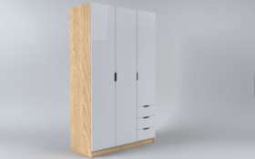 Шкаф 3-х створчатый с ящиками Лофт (Белый/корпус Дуб Сонома) в Берёзовке - beryozovka.katalogmebeli.com | фото