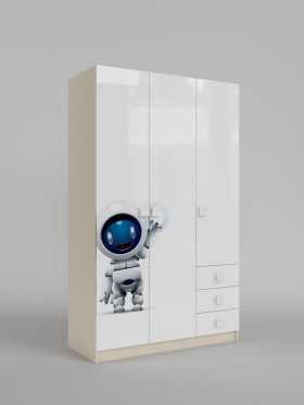 Шкаф 3-х створчатый с ящиками Санни (Белый/корпус Клен) в Берёзовке - beryozovka.katalogmebeli.com | фото